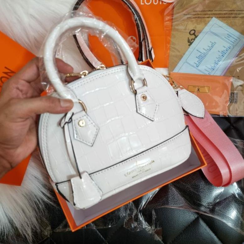 NC.19Au22ᴬ ▪ TAS ALMA SMALL CROCO FREE BOX & PAPERBAG KOMPLIT IMPORT BRANDED PREMIUM BAG BATAM WANIT