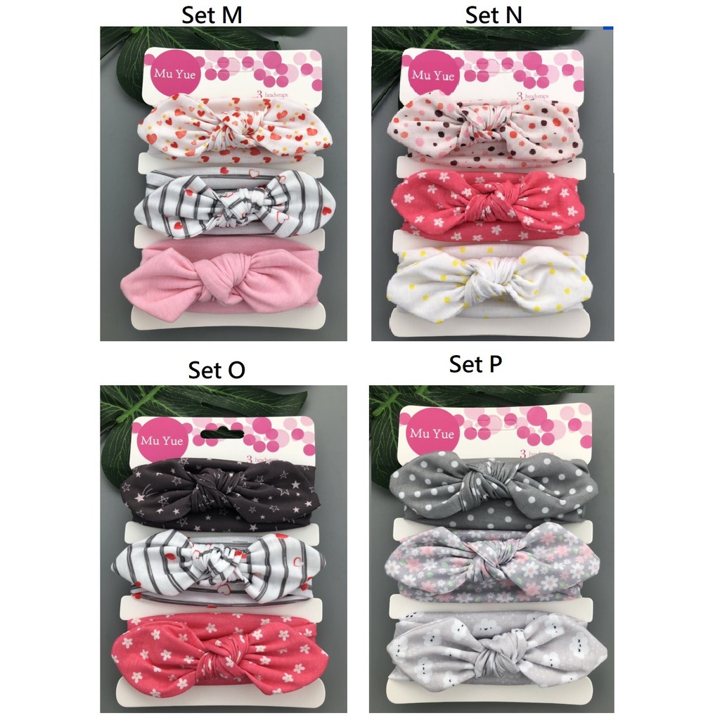 D36 (1 set 3 pcs) Satu set bandana bayi / headband anak  kain