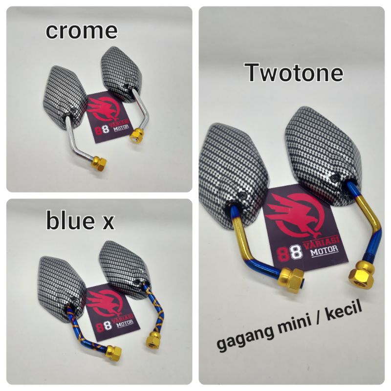 Spion Yamaha Jupiter Karbon Gagang Crome - Twotone - Blue X Mini/Kecil  Spion Variasi Karbon Yamaha Jupiter Mio Fino Aerox Nmax Lexi Vixion Vega