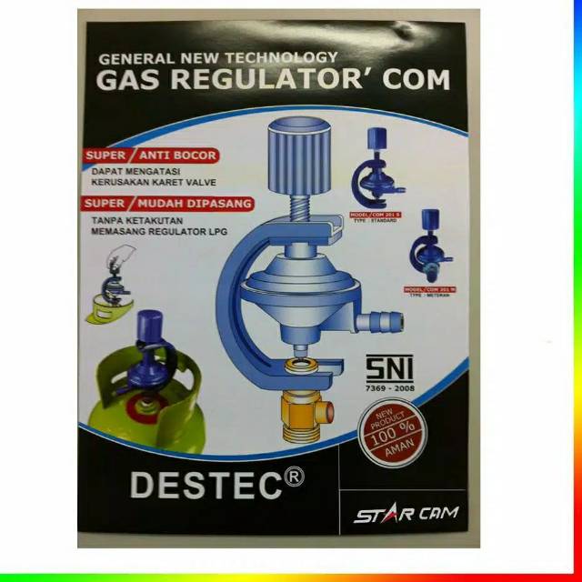 DESTEC Kepala Regulator Gas Non Meter Kunci Putar COM201S