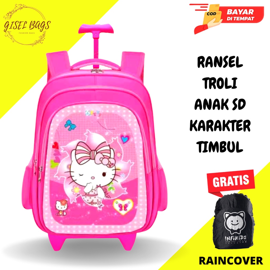 GB-Tas ransel troli anak perempuan tas ransel troli timbul tas ransel troli anak import tas ransel troli anak gambar lucu