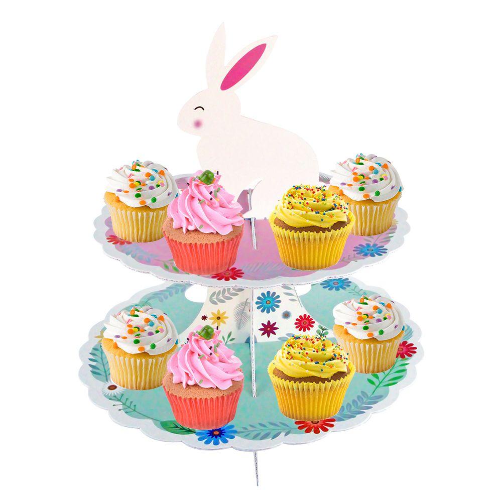 R-flower EASTER Egg Rack Home HAPPY EASTER 2-Layers Cupcake Pajangan