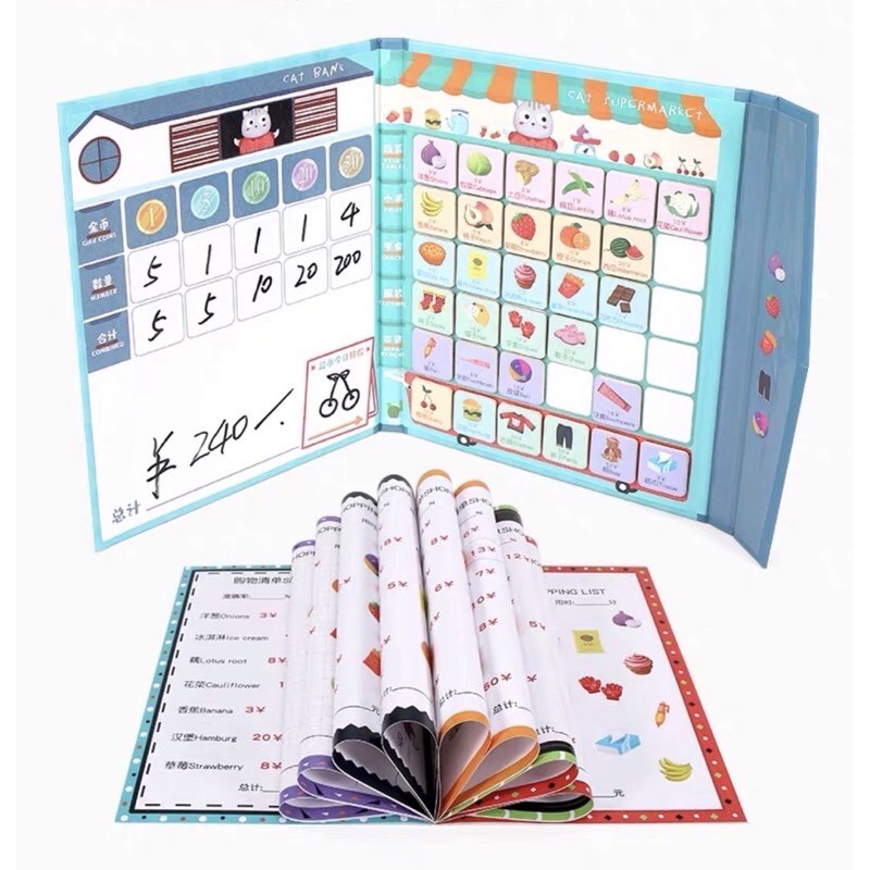magnetic shopping time games - bermain sambil berhitung - counting and playing - mainan edukasi anak