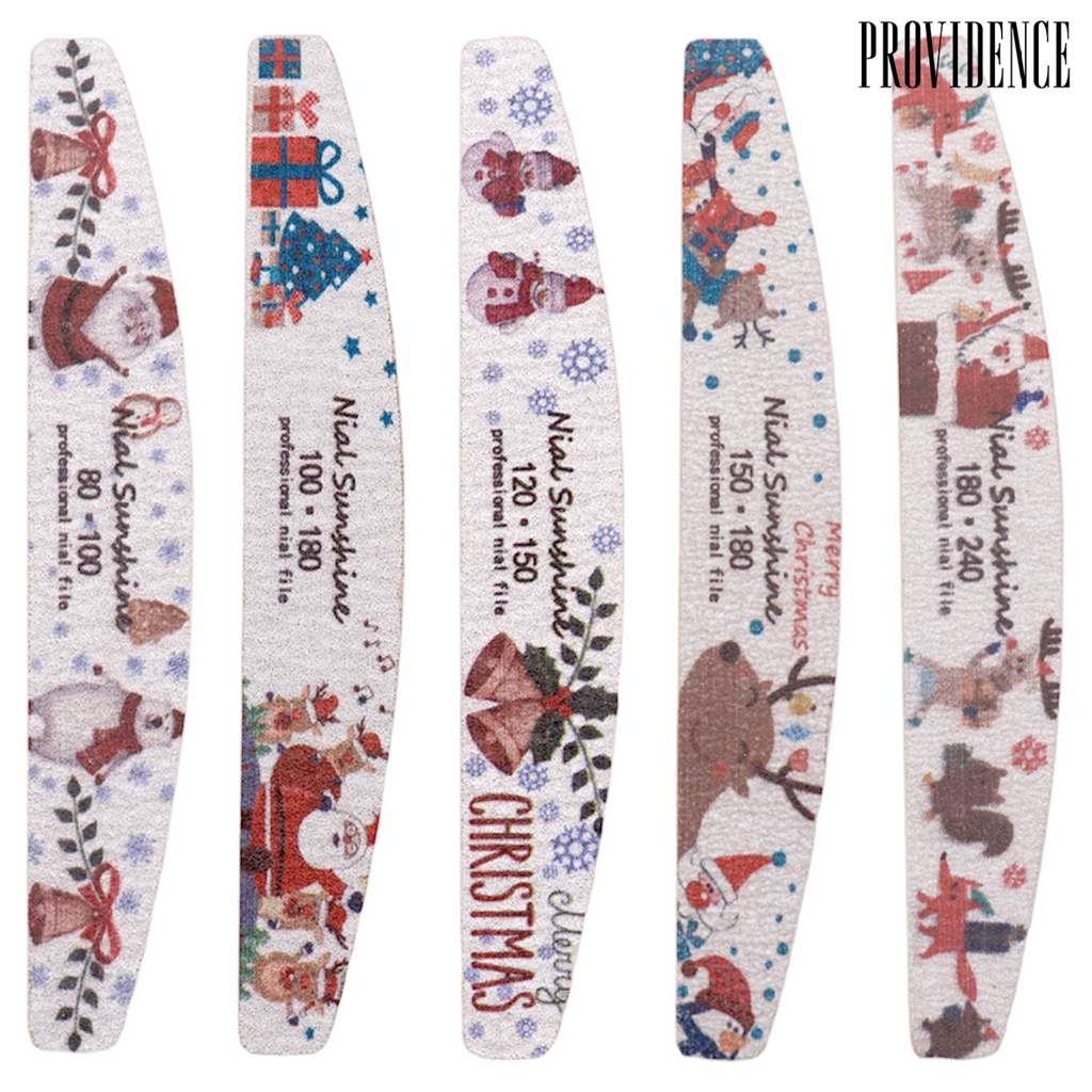 Providence Christmas Printed Nail File Half Moon Shape Sandpaper Nail Buffer Colorful Professional Manicure Tools for Female