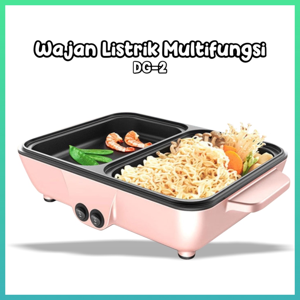 Electric Pot Steamboat &amp; Grill Pan Bbq Shabu Elektrik Peralatan Masak Penggorengan Pemanggang Listrik-Alat Panggang Serbaguna