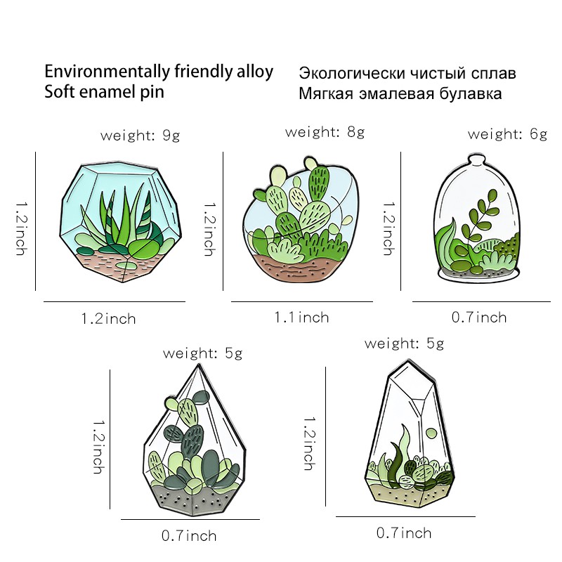 Bros Pin Enamel Desain Tanaman Pot Kaktus Aloe Hijau Untuk Hadiah Teman