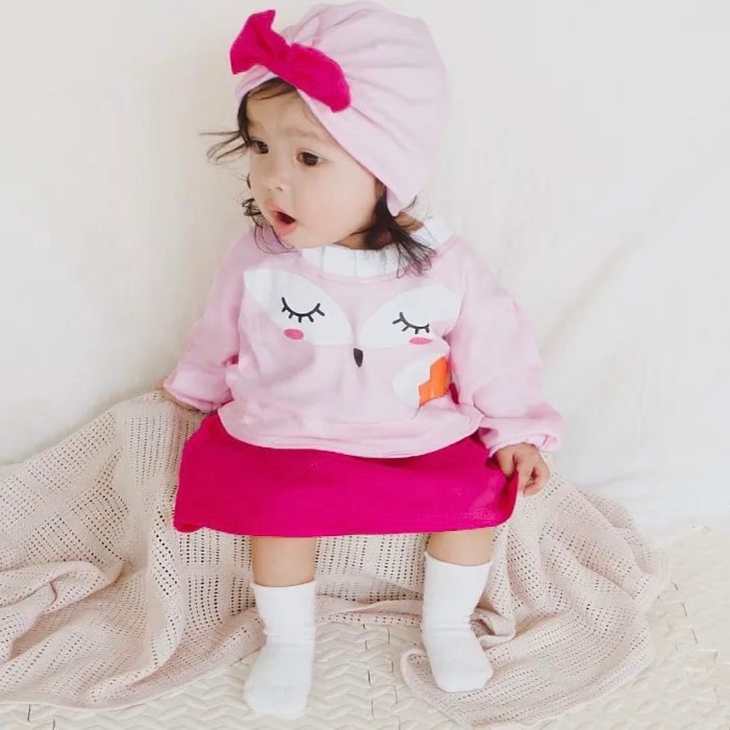 LAURA FOX Dress Baju Turban Topi Pergi Lucu Fashion Anak Bayi Perempuan Cewek Terlaris Lucu Murah