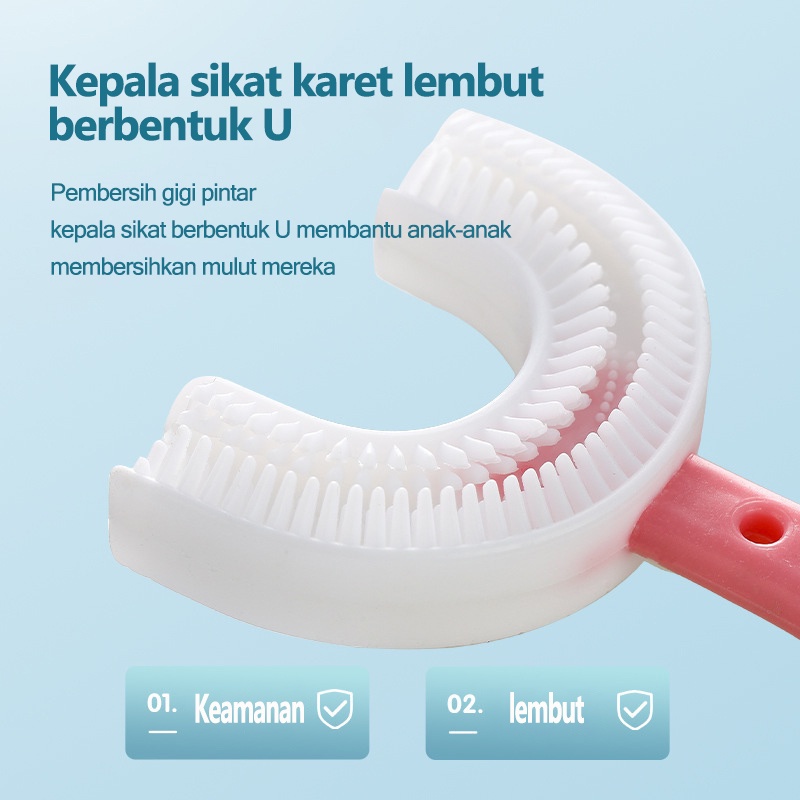 Training Toothbrush/Sikat gigi betuk u anak Bahan silikon/Anak Bentuk U Bahan Silikon(B301)