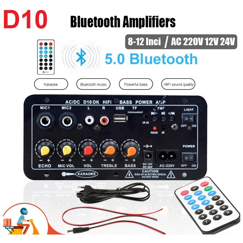 Amplifier Board Audio Bluetooth USB Radio TF DIY Subwoofer D5 D10 D3 Karaoke Power Stereo Bass Audio Karaoke FM Papan AW-322