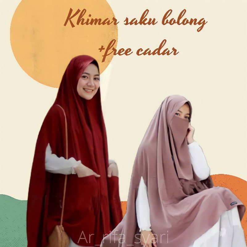 KHIMAR SAKU KHIMAR LENGAN BOLONG KHIMAR SET CADAR KHIMAR KHODIJAH by Ar_rifa_syari