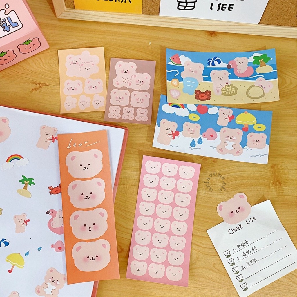 

STICKER BEAR / Stiker Kertas Beruang Korea Dekorasi Style for HP / Laptop etc