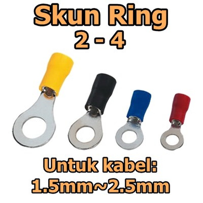 Isi 10 Pcs SKUN KABEL RING RV2-4 WARNA Merah Kuning Hitam Biru