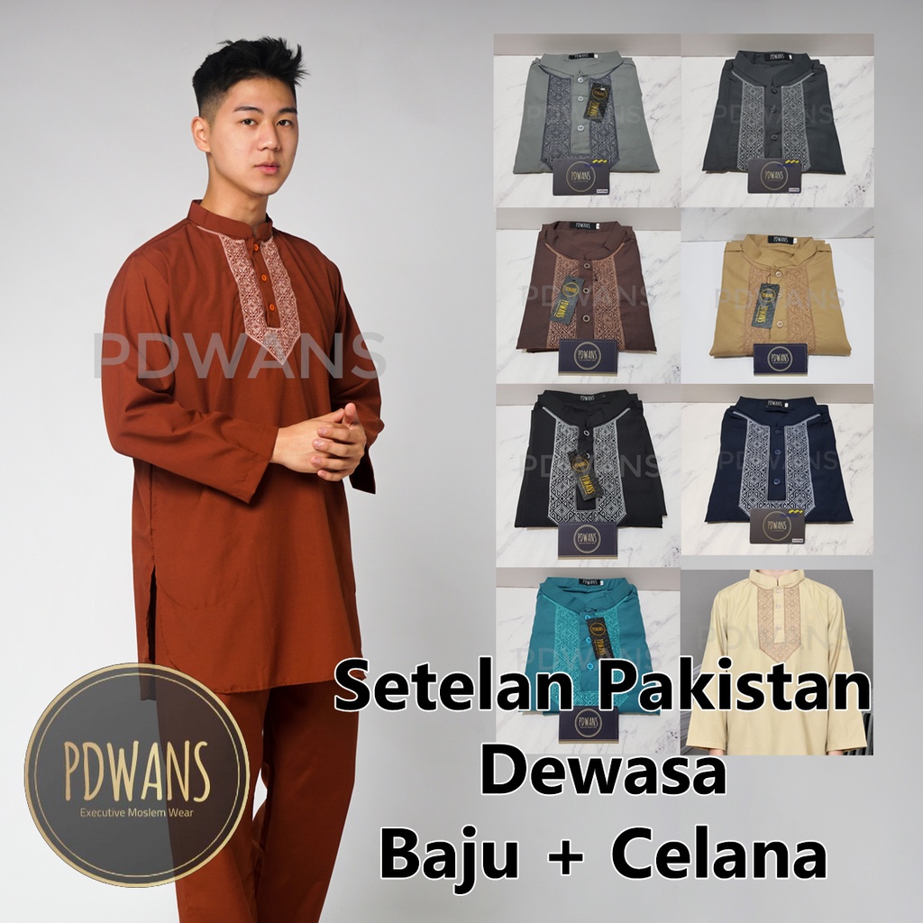 SETELAN PAKISTAN DEWASA Seri WARNA Baju Koko Bordir Muslim BAJU UMROH Pria BGM05D PDWANS