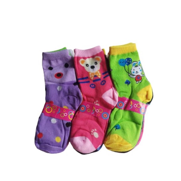 4 PASANG KAOS KAKI  MOTIF / KARAKTER ANAK  PEREMPUAN TK_SD (  WARNA DAN MOTIF RANDOM )