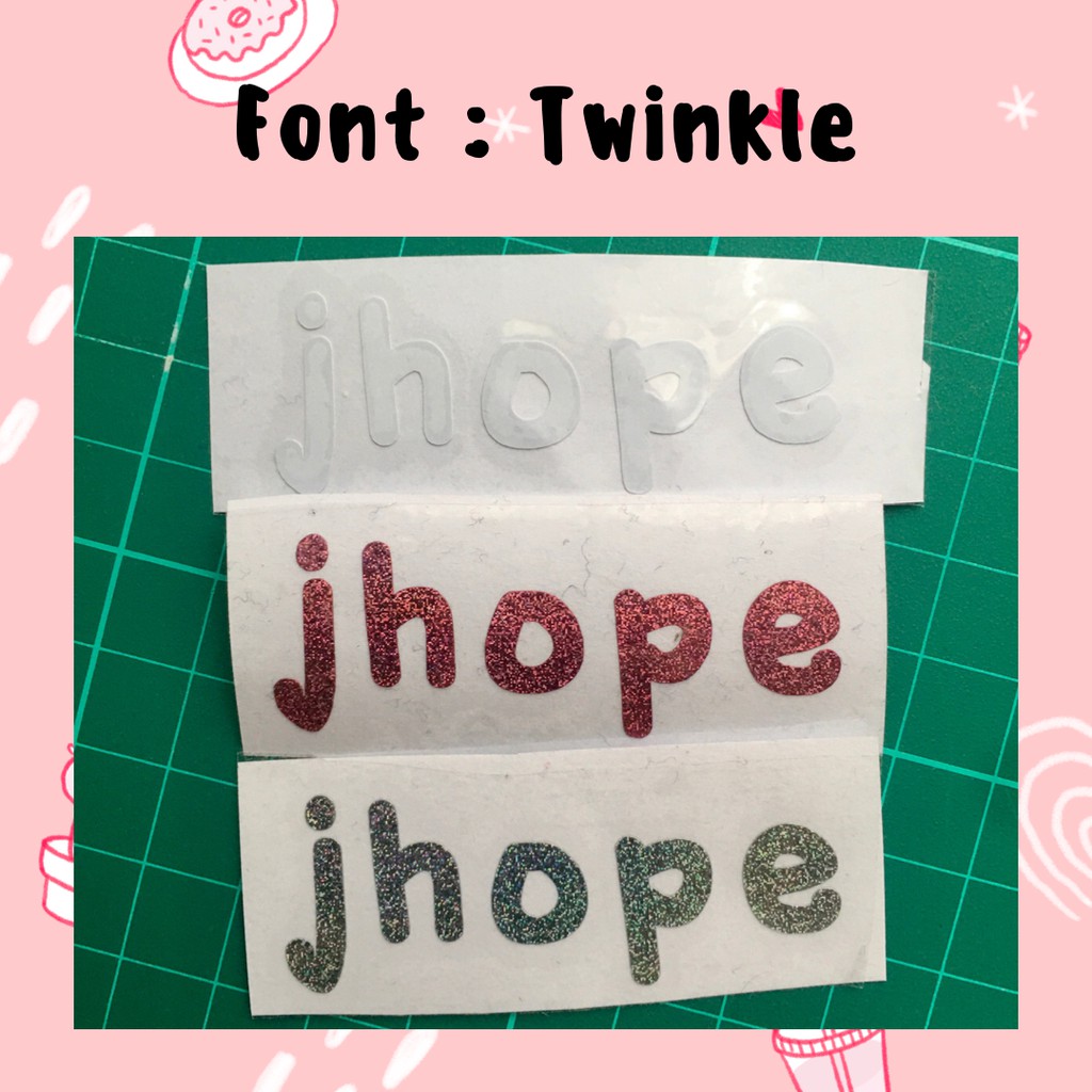 (BISA CUSTOM NAMA) (HARGA PER 1 huruf) Sticker Hologram Stiker Vinyl Nama Aesthetic Sticker Label Kpop Murah