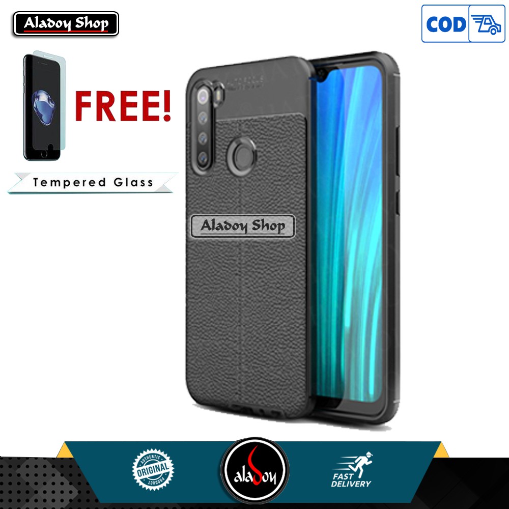 PROMO PAKET Case Autofocus Leather Premium Softcase + Tempered Glass Xiaomi Redmi Note 8