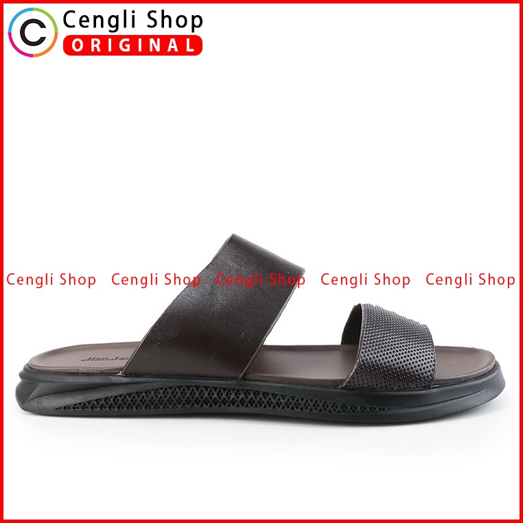 SANDAL CASUAL JIM JOKER PRIA ORIGINAL SLIDE KULIT BRANDED COKLAT JJ39