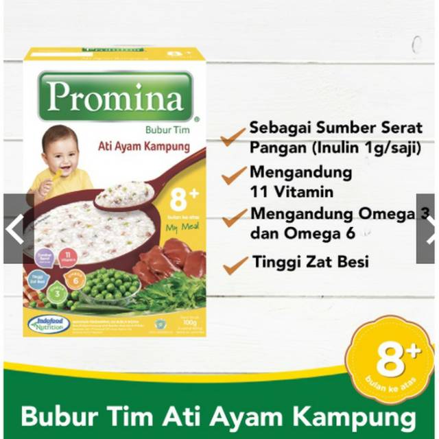 Promina Bubur Tim Bayi 100gr 5 Rasa 8+ Bulan 9+ Bulan (Salmon, ati , ayam kampung, daging, chocolate avocado)