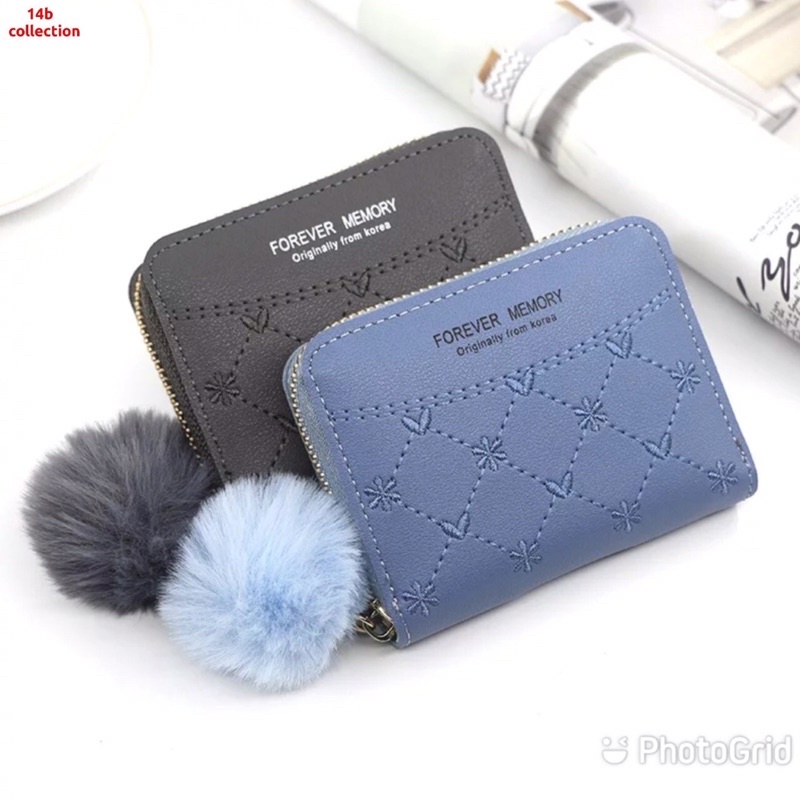 Dompet kecil pompom dompet mini pompom dompet korea mini Forever Memory dompet bordir bunga love