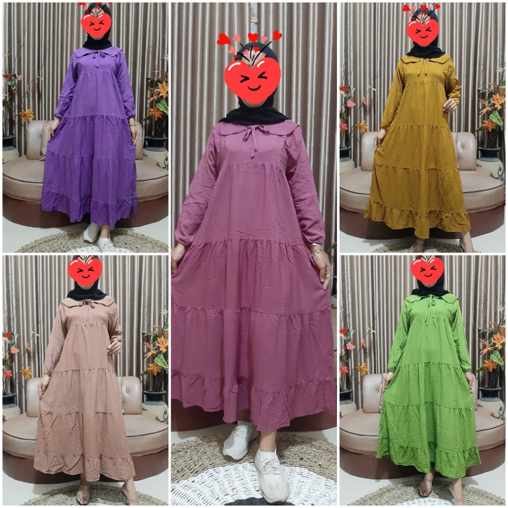 BEST SELLER GAMIS SUSUN JUMBO TERBARU 2022 RAYON RAMPEL LONG DRESS MIDI DASTER JUMBO LD 120 MOTIF BAJU MUSLIM KEKINIAN