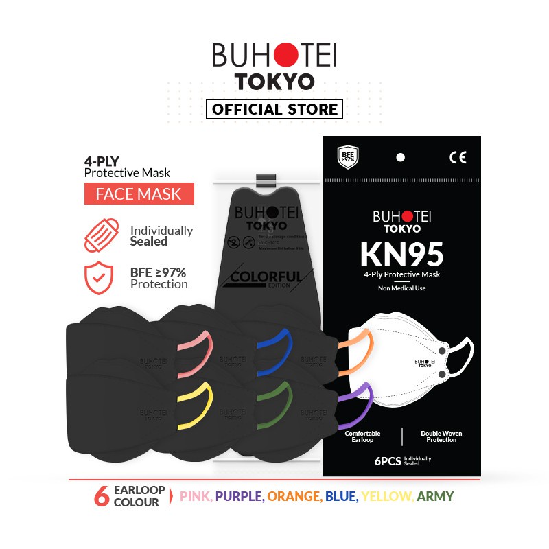BUHOTEI - Disposable Masker 4ply 6pcs Masker Medis kf94 KN95 N95 Mask Wajah BFE 97% Medical Masker -