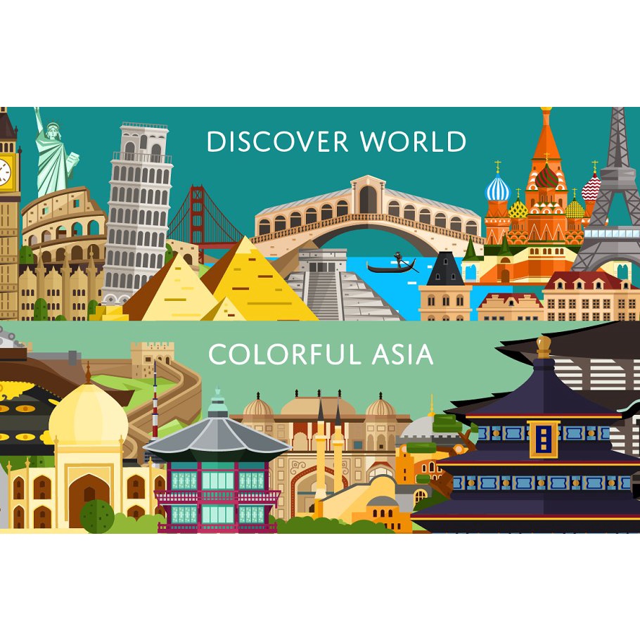 Most Famous Landmarks Of The World - Vector Designs