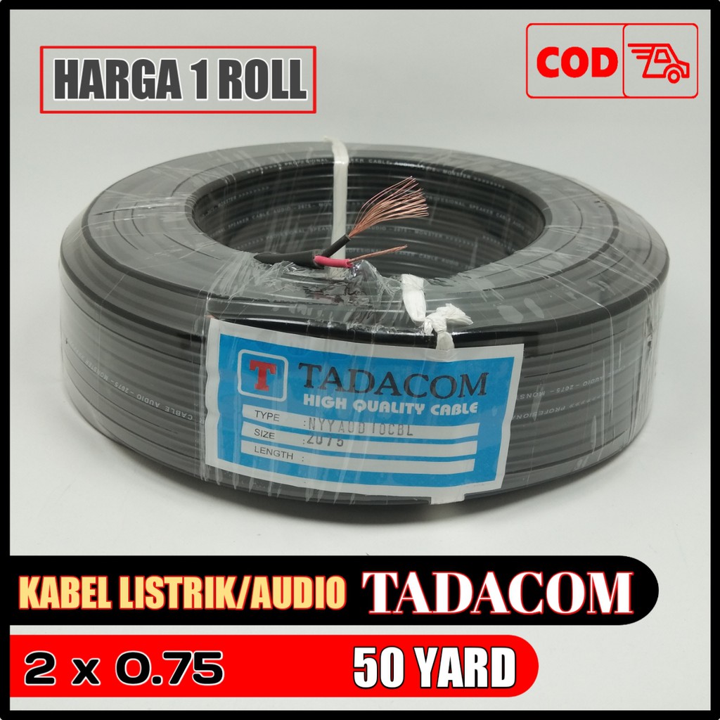 Tadacom Kabel Listrik / Audio HYO 2 x 0.75 - 50 Yard - Putih &amp; Hitam