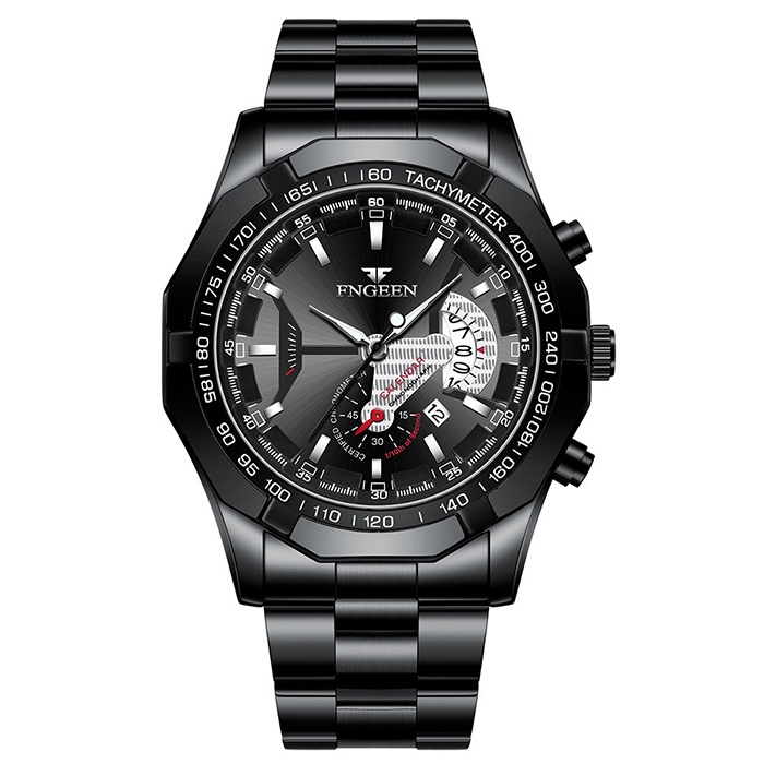 FNGEEN S001 Jam Tangan Pria Luxury Stainless Steel Sport Quartz Original Anti Air Watch + Kotak Gratis