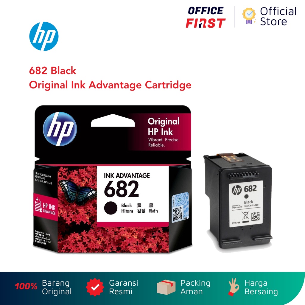 Tinta HP 682 Black Hitam Ink Advantage Cartridge 3YM77AA