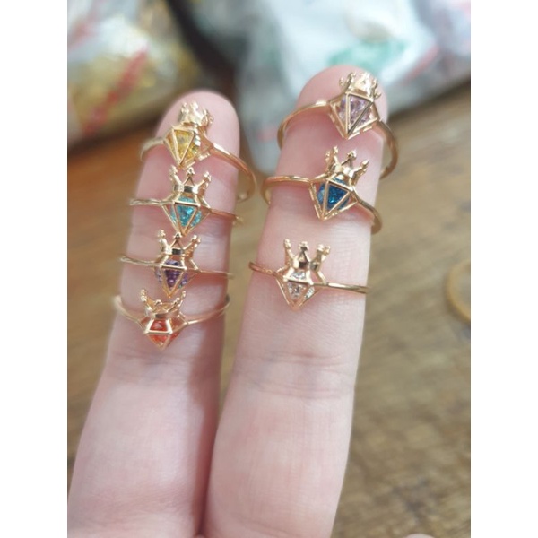 cincin birthstone batu merah kuning putih biru emas asli 375 8k hwt