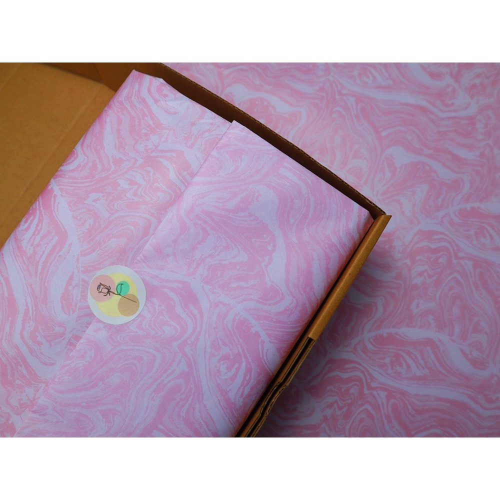 (50 lbr Free stiker 20) (32x66cm) (Marble Pink) Kertas Dorslag Motif/ Kertas Packing Hampers Motif 40gsm