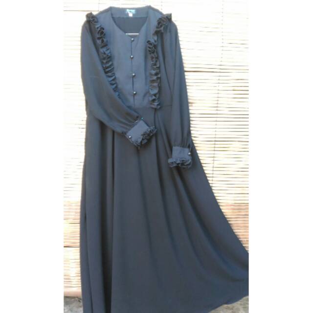 Set Gamis Jetblack Polos jilbab jumbo/di bawah lutut + cadar