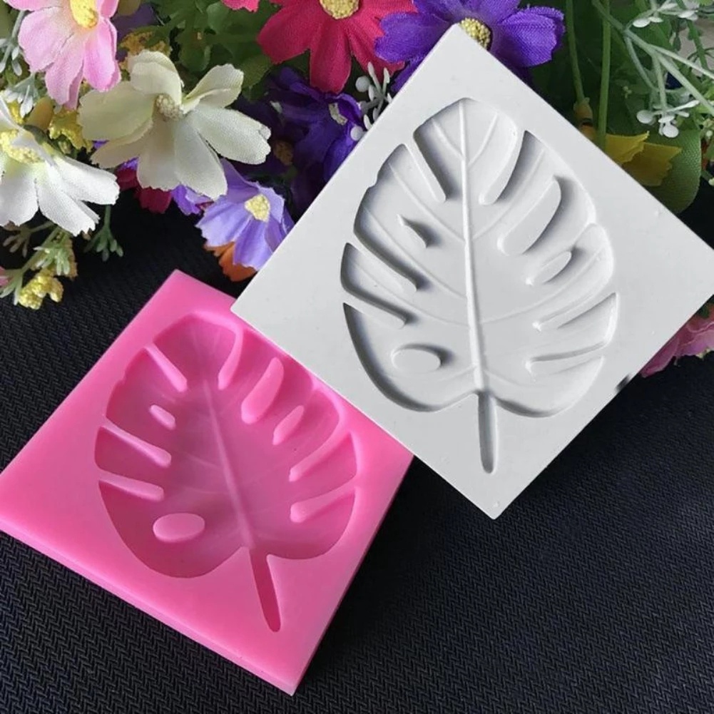 Cetakan Fondant Bentuk Daun Monstera Kura-Kura 3D Bahan Silikon Untuk Dekorasi Kue