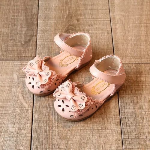 Sepatu Kulit Renda Anak Flat Shoes Ribbon