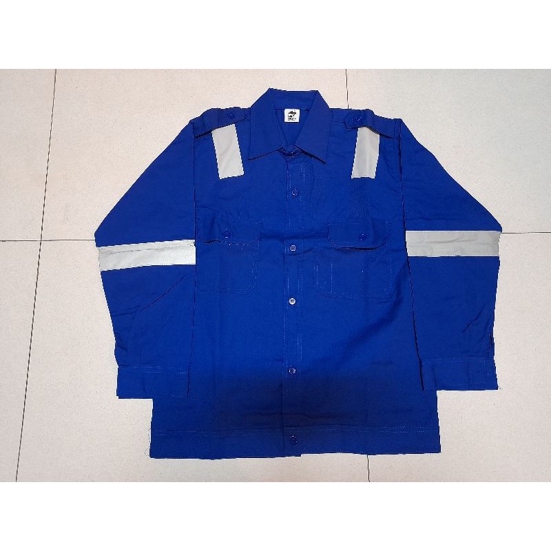 BAJU SERAGAM KERJA PROYEK BAJU DRILL BIRU BCA / Baju safety drill biru BCA