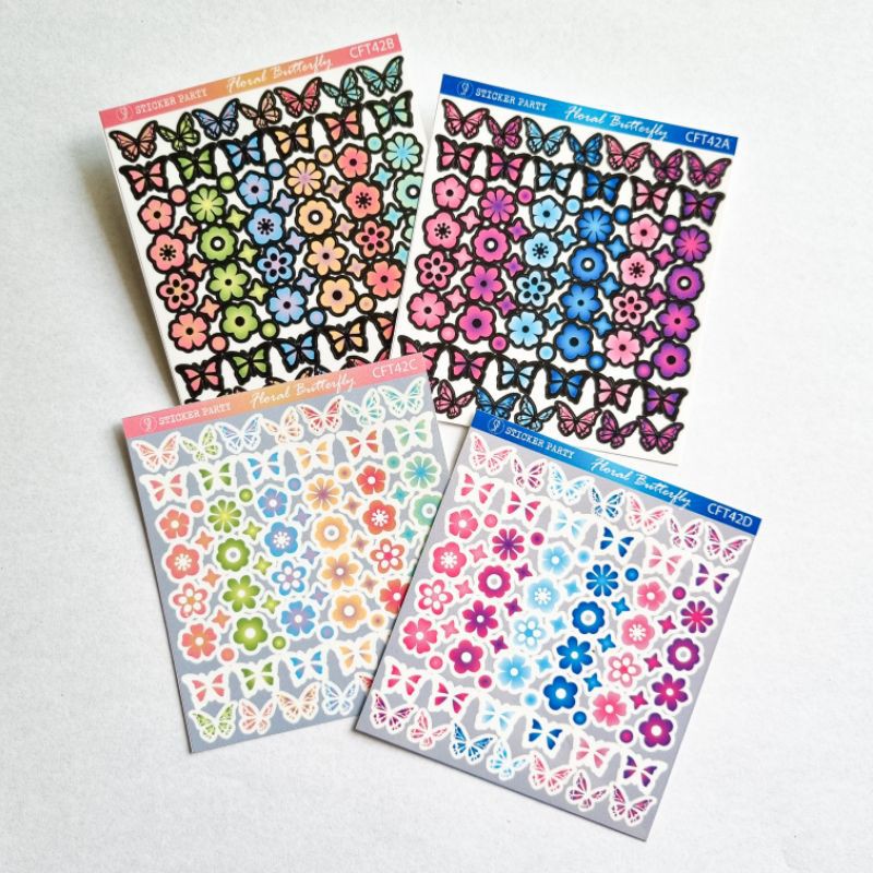 

Sticker Party Stiker Kiss Cut Deco Polaroid Kpop Kupu Butterfly Bunga Floral Garis Hitam Putih CFT42