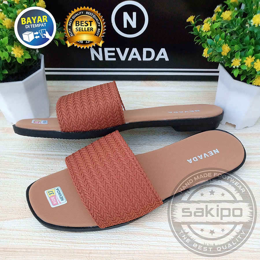 PROMO 12.12 BIRTHDAY SALE  SANDAL SLOP WANITA DEWASA RAJUT NEVADA TRENDI TERBARU / SAKIPO