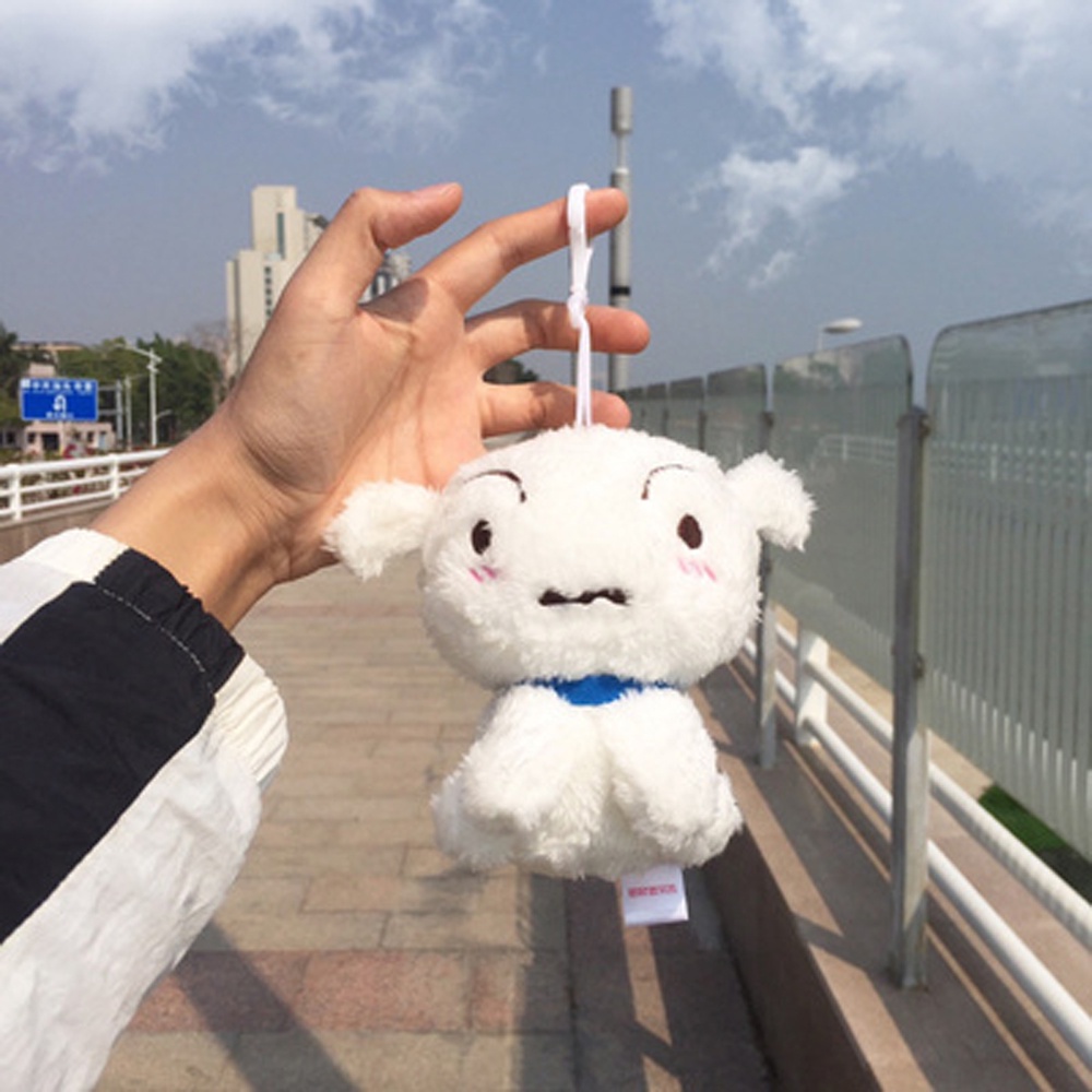 Needway  Fashion Crayon Shin Chan Kids Gifts Stuffed Plush Dolls White Dog Plush Keychain Anime Cute Bag Pendant Kids Toys Cartoon Crayon 13cm Plush Keyring