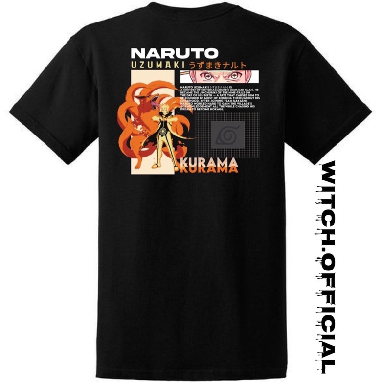 KAOS BAJU NARUTO UZUMAKI - TSHIRT NARUTO UZUMAKI & KURAMA - KAOS DISTRO HITAM PRIA WANITA DEWASA 24S