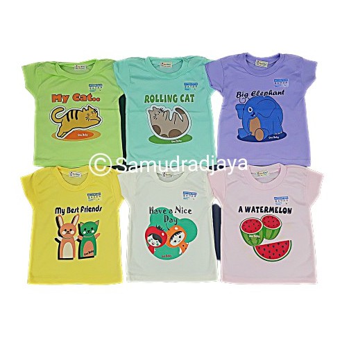 6 pcs kaos oblong bayi size L / baju oblong bayi pendek motif katun