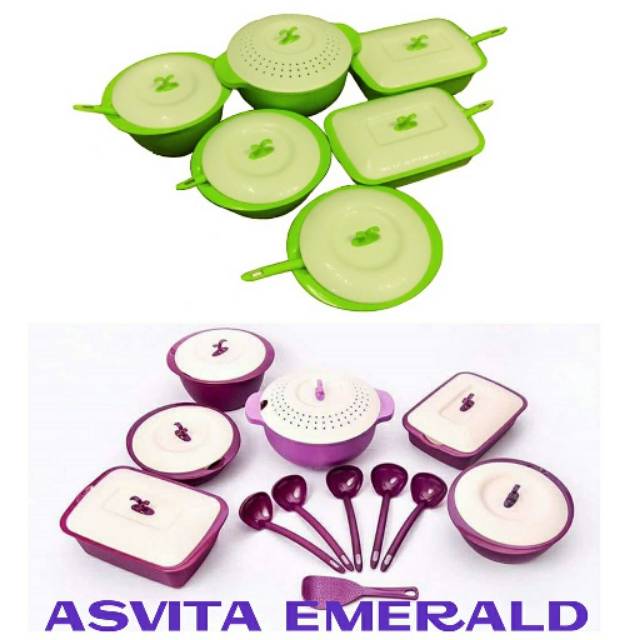 [LJogja] 1 set mangkok tempat sayur Asvita emerald