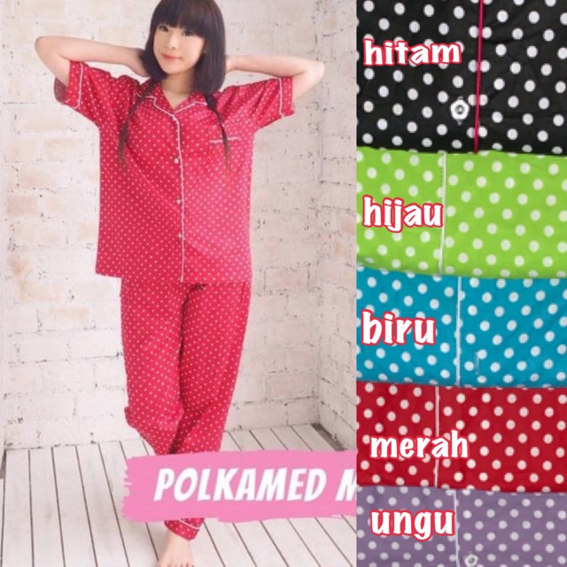 piyama pajamas cp abg dewasa teddybear doraemon lengan pendek celana panjang