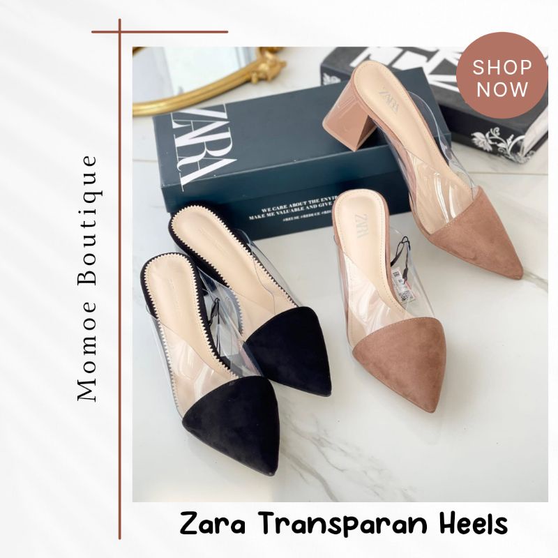 ZS037 Sepatu High Heels Import Zara Transparan Vinyl Shoes