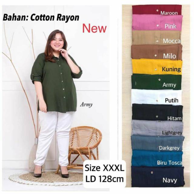 XXXL BASIC SHIRT KEMEJA KATUN LD 128 CM 4L