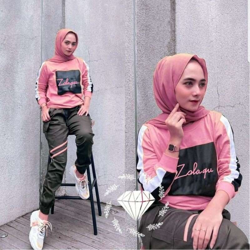 PCS SET GISKA ZLQ SETELAN PAKAIAN WANITA ATASAN DAN CELANA BABYTERRY KATUN 2 UKURAN ALLSIZE DAN JUMBO MS