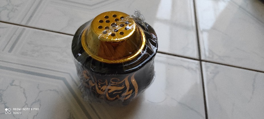 Tempat Bakar Dupa Mabkharah Keramik Arab Kaligrafi Model Tabung 8x10cm