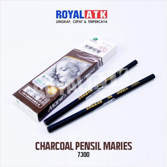 TERMURAH Maries Charcoal Sketch C7300 Pensil Sketsa Arang Satuan Drawing Pencil Pensil Arang