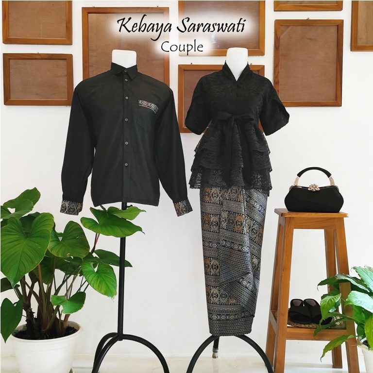 Kebaya Saraswati Family Warna Hitam | Kebaya Anak perempuan | Kebaya Dewasa | Kebaya Couple | Kutubaru Brokat | Kebaya Brukat | Baju Unik | Baju Anak Unik