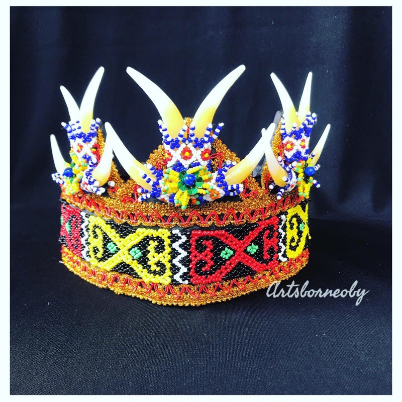 HIASAN KEPALA / TOPI BAJU ADAT DAYAK 3 MAHKOTA