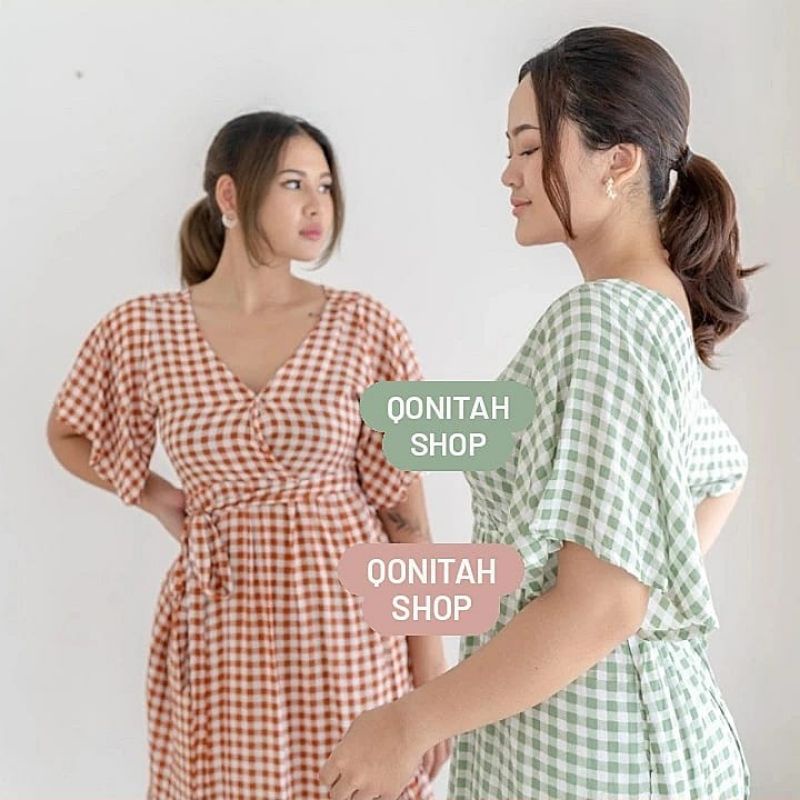 Dress Korea Big Size Jumbo, Mini Dress Kotak Kotak